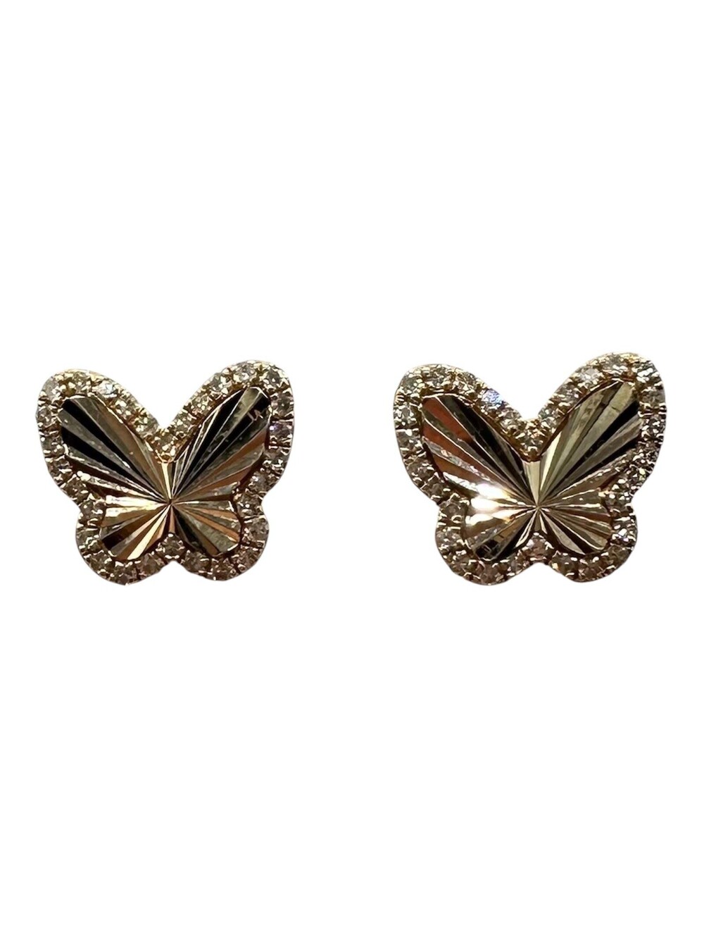 Diamond Butterfly Earrings 10kt Yellow Gold 0.20ctw HI SI Threaded New